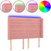 vidaXL Hoofdbord LED 147x16x118/128 cm fluweel roze