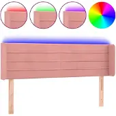 vidaXL Hoofdbord LED 147x16x78/88 cm fluweel roze