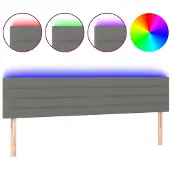 vidaXL Hoofdbord LED 180x5x78/88 cm stof donkergrijs