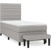vidaXL Boxspring met matras stof lichtgrijs 80x200 cm