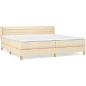 vidaXL Boxspring met matras stof crèmekleurig 200x200 cm