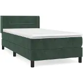 vidaXL Boxspring met matras fluweel donkergroen 90x200 cm