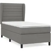 vidaXL Boxspring met matras stof donkergrijs 100x200 cm