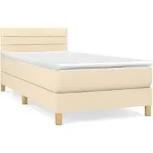 vidaXL Boxspring met matras stof crèmekleurig 80x200 cm