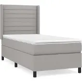 vidaXL Boxspring met matras stof lichtgrijs 90x200 cm