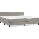 vidaXL Boxspring met matras fluweel lichtgrijs 200x200 cm