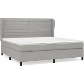 vidaXL Boxspring met matras stof lichtgrijs 200x200 cm