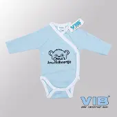 Vib - Rompertje (overslag) Luxe Katoen - Oma's Knuffelbeertje (Blauw) - Babykleertjes - romper - rompertjes - rompertjes met tekst - baby cadeau - baby aankondiging - overslagromper