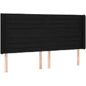 vidaXL Hoofdbord met randen 163x16x118/128 cm stof zwart