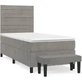 vidaXL Boxspring met matras fluweel lichtgrijs 100x200 cm