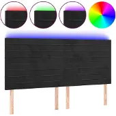 vidaXL Hoofdbord LED 180x5x118/128 cm fluweel zwart