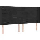 vidaXL Hoofdbord met randen 183x16x118/128 cm fluweel zwart