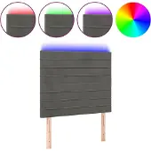 vidaXL Hoofdbord LED 90x5x118/128 cm fluweel donkergrijs