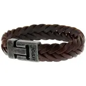 Josh Heren Armband Leer;Metaal - BruinZilverkleurig