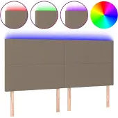 vidaXL Hoofdbord LED 200x5x118/128 cm stof taupe