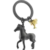 Metalmorphose sleutelhanger paard met trofee zwart