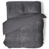 Eleganzzz Dekbedovertrek Flanel Fleece - dark grey 240x200/220cm