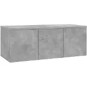 The Living Store Televisiekast Classic - Betongrijs - 80x34x30cm - 3 Lades