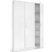 Interiax Opbergkast - Kledingkast 'Amelie' 3 deuren en 8 legplanken Wit (180x120x40cm)