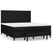 vidaXL Boxspring met matras stof zwart 180x200 cm