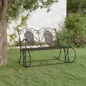 The Living Store Schommelbank Klassiek Staal 113x84x94cm - Zwart