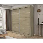 Interiax Kledingkast 'Mila' – Sonoma Eik Schuifdeurkast met 1 Hanger & 4 Legplanken | 197.5x182.5x52.5 cm