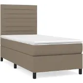 vidaXL Boxspring met matras stof taupe 100x200 cm