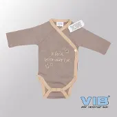 Vib - Rompertje (overslag) Luxe Katoen - Klein Wondertje (Bruin) - Babykleertjes - romper - rompertjes - rompertjes met tekst - baby cadeau - baby aankondiging - overslagromper
