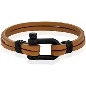 Mendes Dubbele Lederen Band - D-Shackle Camel-19cm