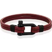 Mendes Dubbele Lederen Band - D-Shackle Red Wine-23cm