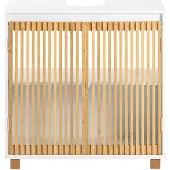 SoBuy Meuble sous Lavabo Bambou Blanc 60x33x60 cm