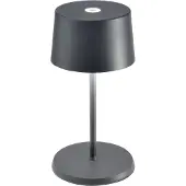Zafferano Olivia mini 3K tafellamp grijs 3K, dimbaar, alu / grijs / zink, Woon-/ Eetkamer, Aluminium, Modern