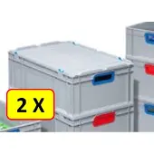 Allit 2 x Deksel Euronorm stapelbak 40x30 - met clipsluitingen