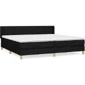 vidaXL Boxspring met matras stof zwart 200x200 cm