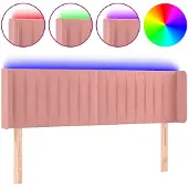 vidaXL Hoofdbord LED 147x16x78/88 cm fluweel roze