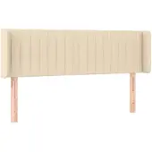vidaXL Hoofdbord met randen 147x16x78/88 cm stof crèmekleurig