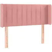 vidaXL Hoofdbord met randen 103x16x78/88 cm fluweel roze