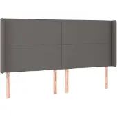vidaXL Hoofdbord met randen 203x16x118/128 cm kunstleer grijs