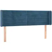 vidaXL Hoofdbord met randen 147x16x78/88 cm fluweel donkerblauw