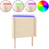vidaXL Hoofdbord LED 103x16x118/128 cm stof crèmekleurig