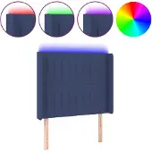 vidaXL Hoofdbord LED 83x16x118/128 cm stof blauw
