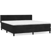 vidaXL Boxspring met matras fluweel zwart 180x200 cm