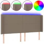 vidaXL Hoofdbord LED 203x16x118/128 cm stof taupe