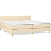vidaXL Boxspring met matras stof crèmekleurig 200x200 cm
