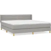 vidaXL Boxspring met matras stof lichtgrijs 180x200 cm