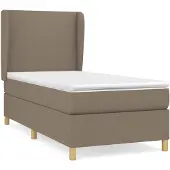 vidaXL Boxspringbed met matras, taupekleurig, 100x200 cm, met stoffen bekleding