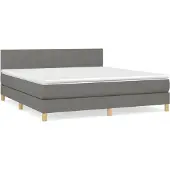 vidaXL Boxspring met matras stof donkergrijs 160x200 cm