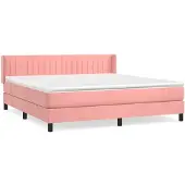 vidaXL Boxspring met matras fluweel roze 160x200 cm
