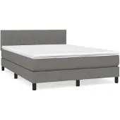 vidaXL Boxspring met matras stof donkergrijs 140x200 cm
