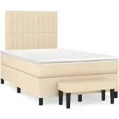 vidaXL Boxspring met matras stof crèmekleurig 120x200 cm